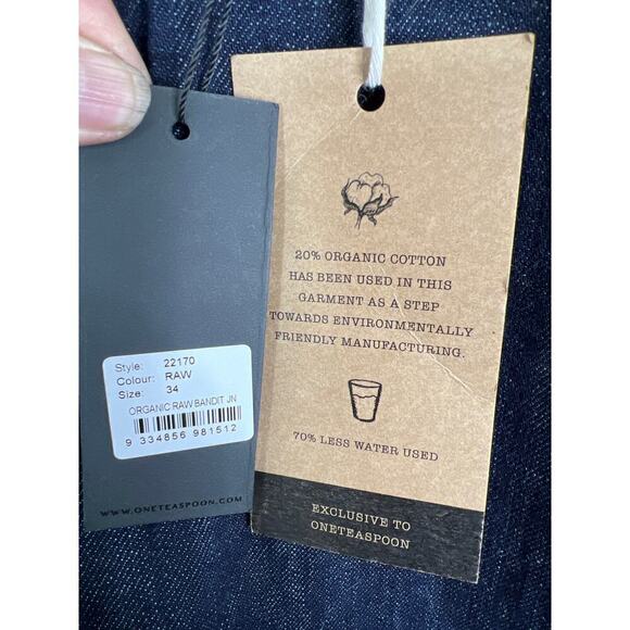 One Teaspoon Men's Organic Raw Bandit Jean Dark Wash Size 34 NWT - Picture 7 of 10